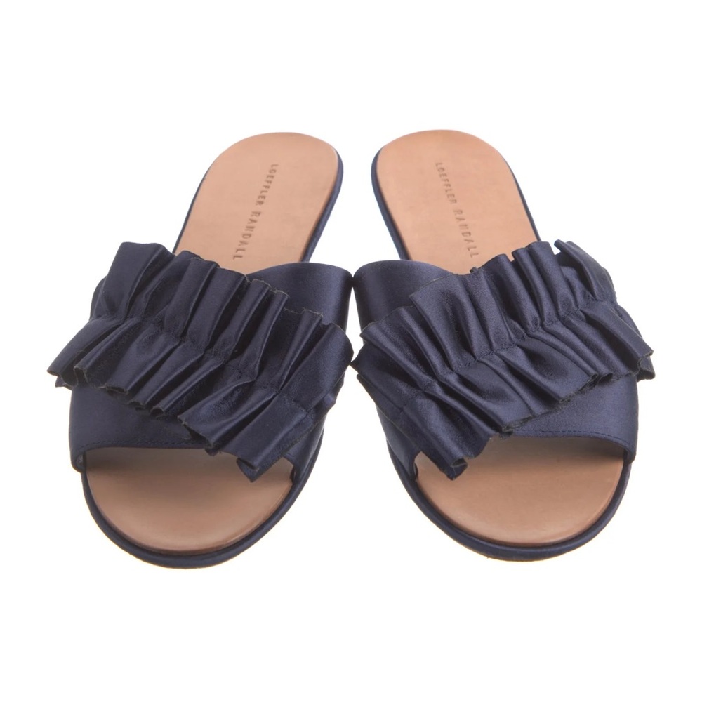Loeffler Randall Blue Ruffle Slide Sandals